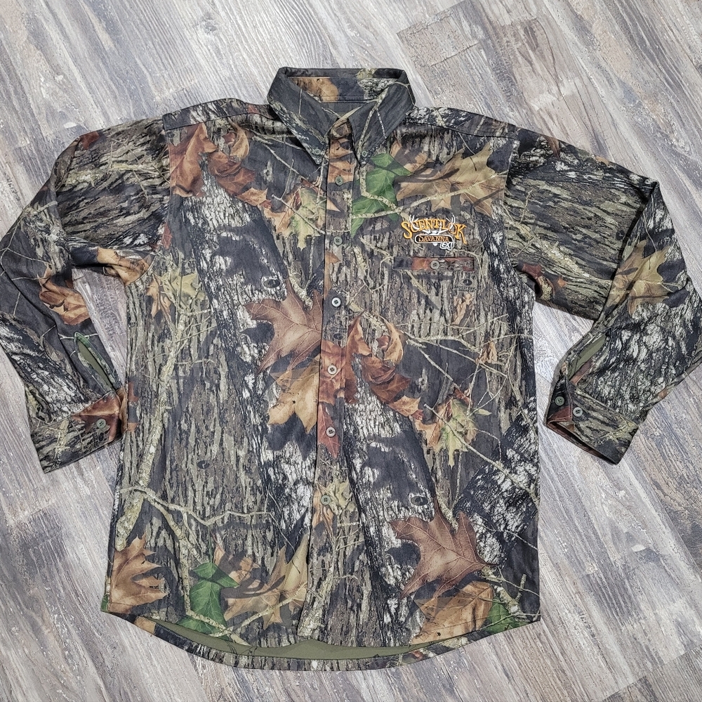 Scentlok Savanna Mens Shirt Mossy Oak Breakup Camo Hunting Long Button. Large